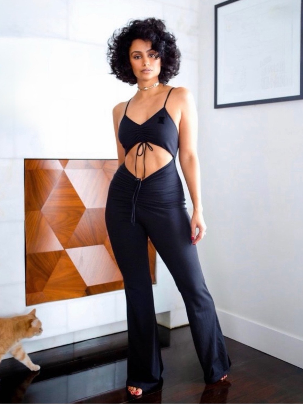 Savage X Fenty Drawstring Keyhole Jumpsuit Black Size M